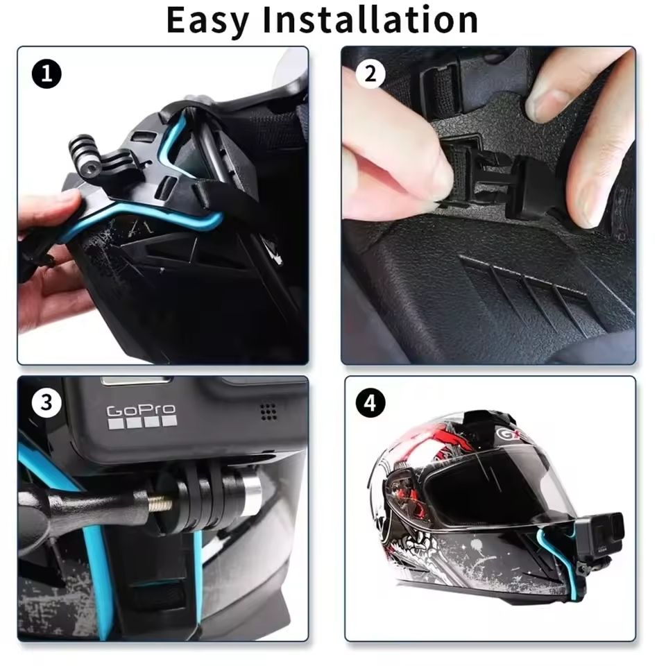 Motorcycle Helmet Chin Mount – Secure Action Camera Support for GoPro & DJI