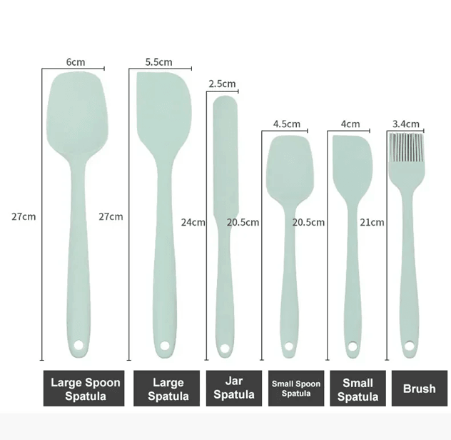 6 Piece Silicone Spatula Set Heat Resistant Non Stick Utensils for Cooking and Baking