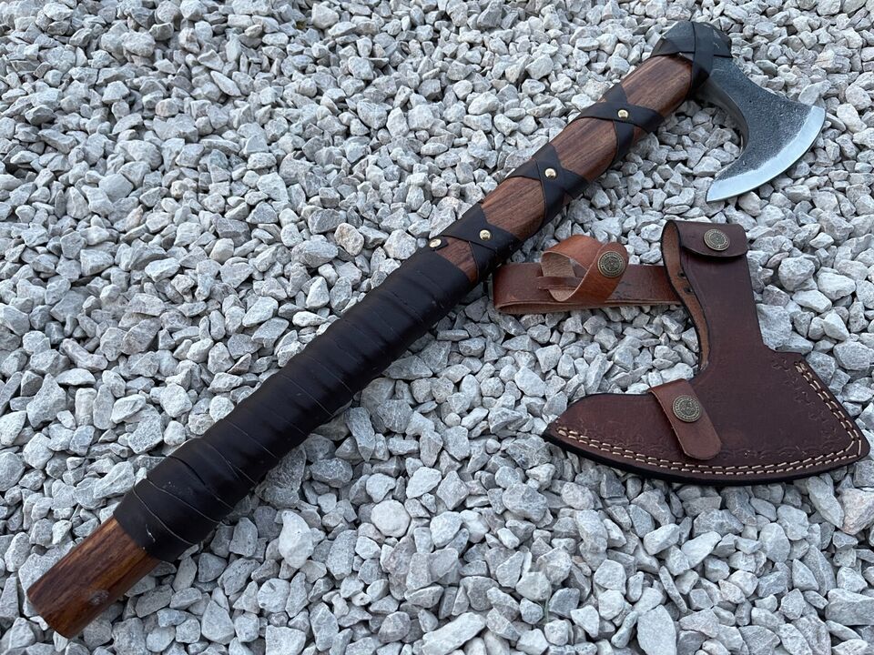 Viking Axe EDC Custom Handmade Carbon Steel Blade Hunting Axe Camping Axe ,