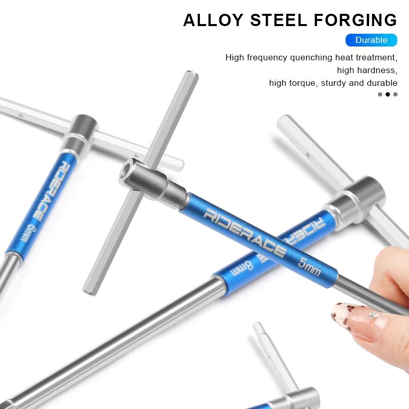 RIDERACE T-Handle Allen Wrench Set (2/2.5/3/4/5/6/8/10 mm) – Heavy-Duty CRV Steel Bike Repair Tools
