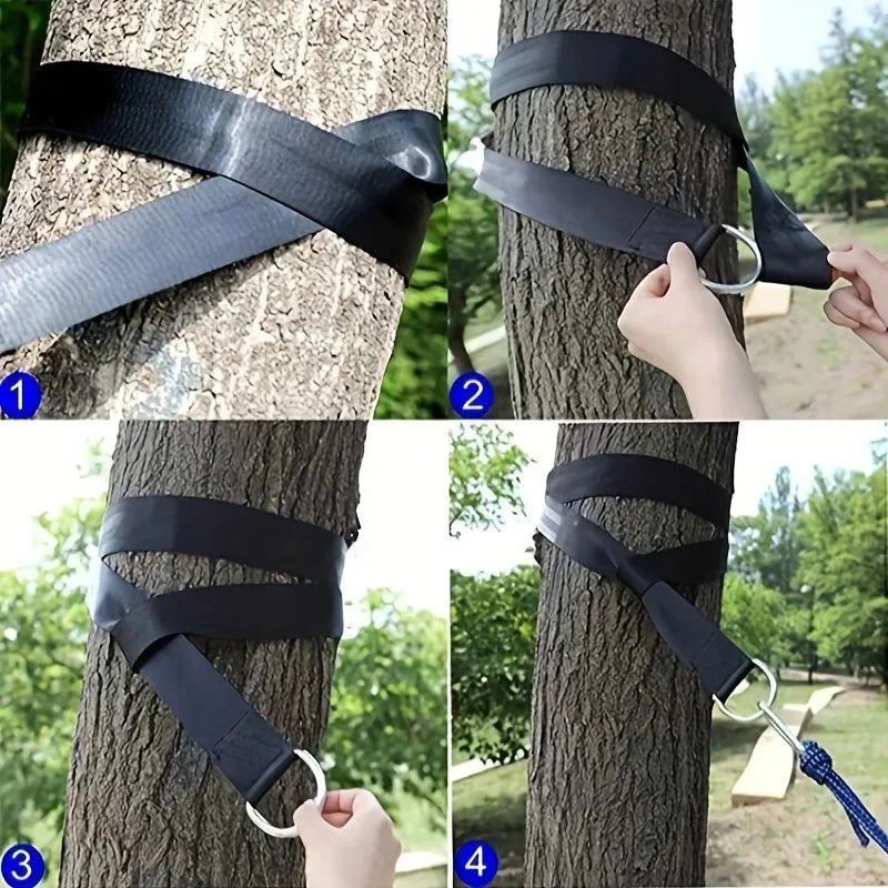 Outdoor Swing Hammock with Safety Belt – Portable Hammock Swing Strap Kit for Backyard & Travel