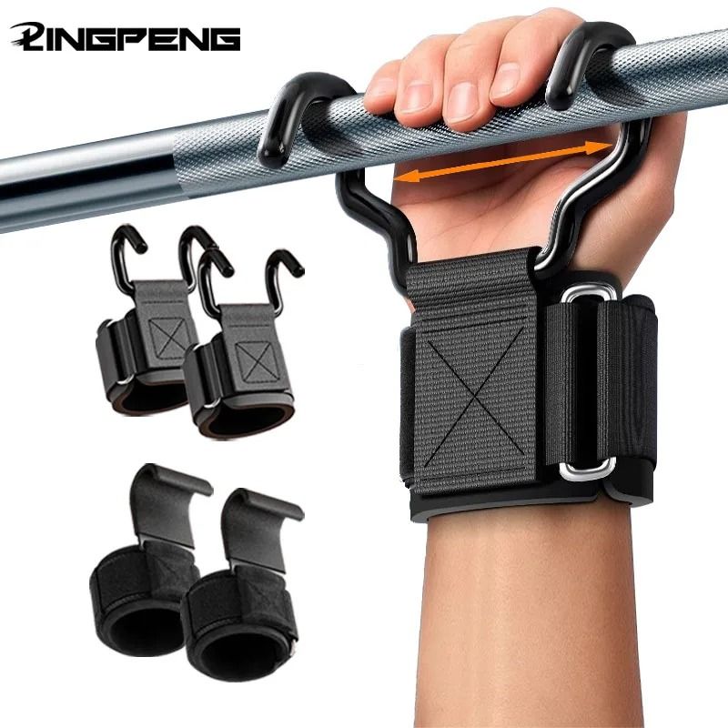 Heavy-Duty Weight Lifting Hook Grips with Integrated Wrist Wraps