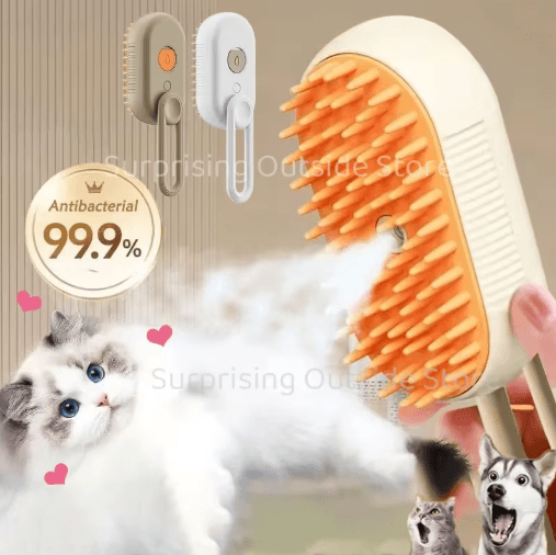 3 in 1 Pet Steam Spray Massage Brush One Button Grooming Comb for Cats and Dogs