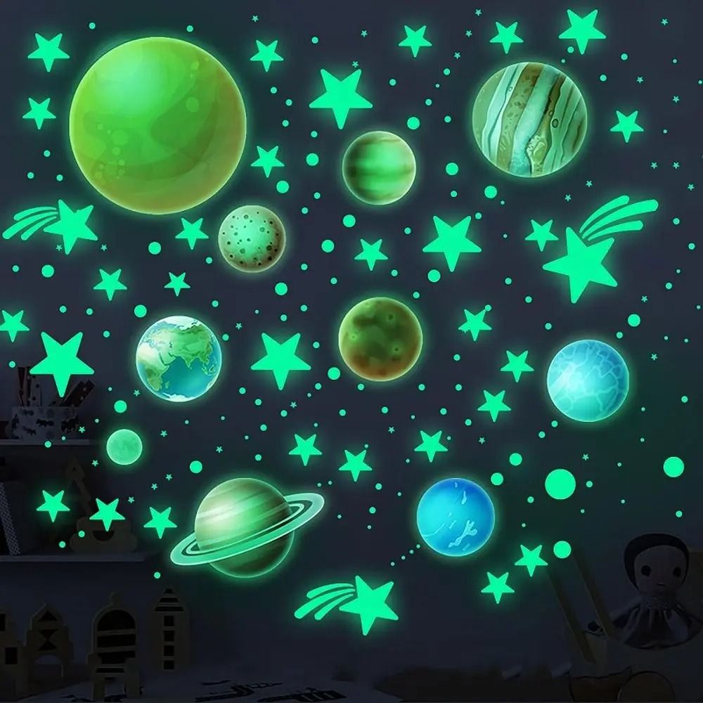 Glow in the Dark Star Wall Stickers Luminous Planet Wall Decals for Kids Room Decor