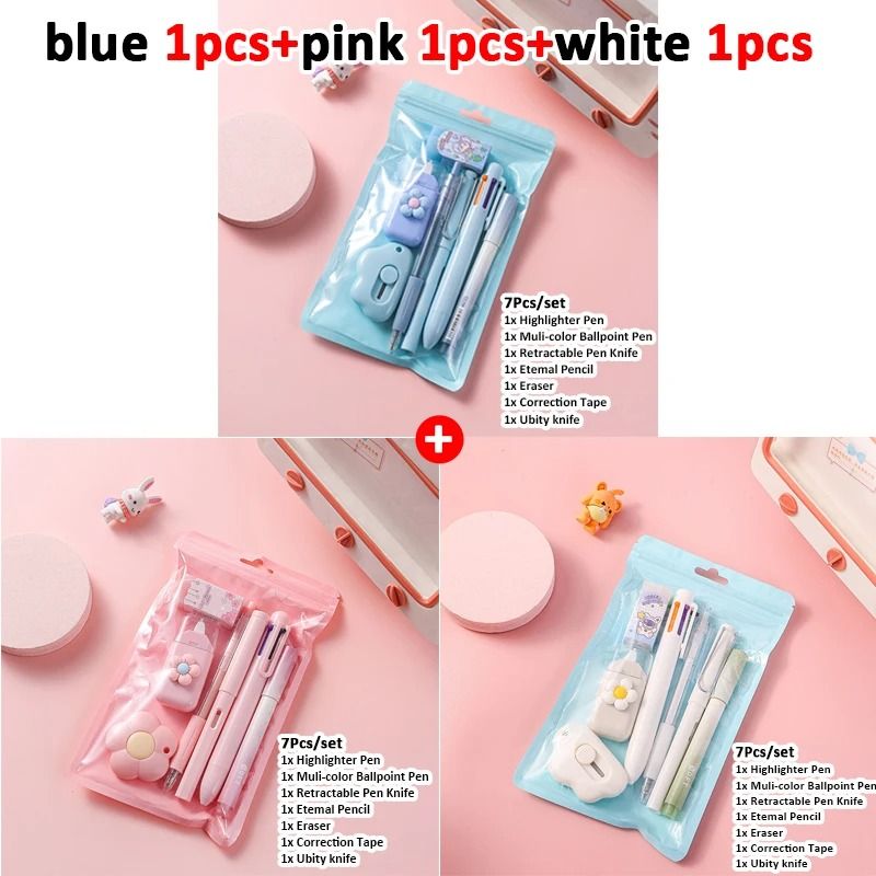 7 in 1 School Stationery Set Complete Student Supplies Gift Kit