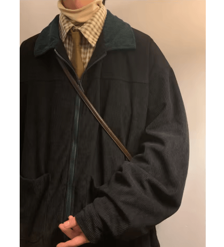American Vintage Mens Bomber Jacket – Loose Fit Cargo Windbreaker Zipper Coat