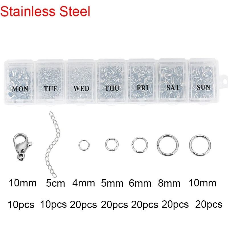 Jewelry Making Kit with Stainless Steel Jump Rings Clasps and Earring Hooks