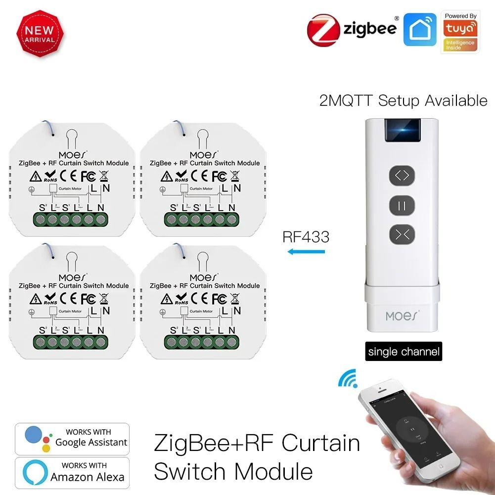 Smart Curtain Switch Module with ZigBee and RF Remote Control