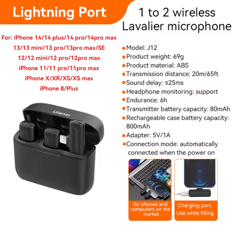 Ulanzi J12 Wireless Lavalier Microphone System