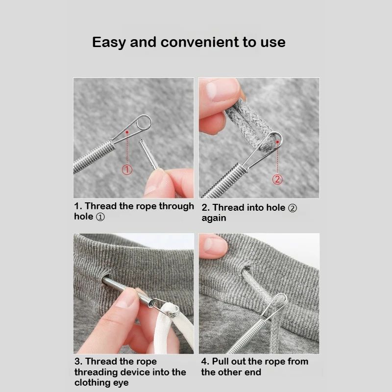 QuickFit Spring Drawstring Threader - Easy Hoodie & Pants String Replacement Tool