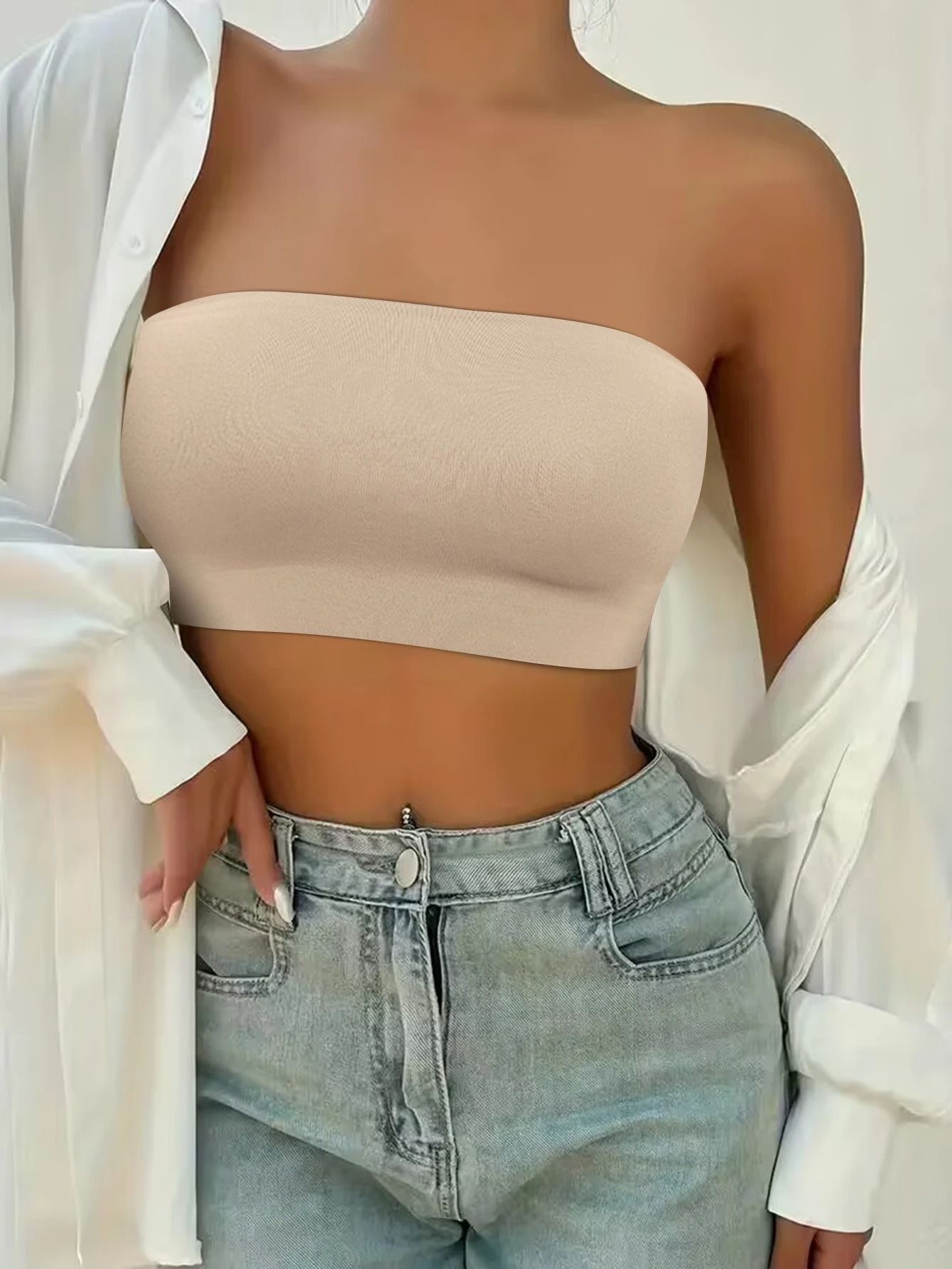 Varsbaby Women Tube Strapless Bra Chest Wrap Bandeau Unlined Seamless Underwear