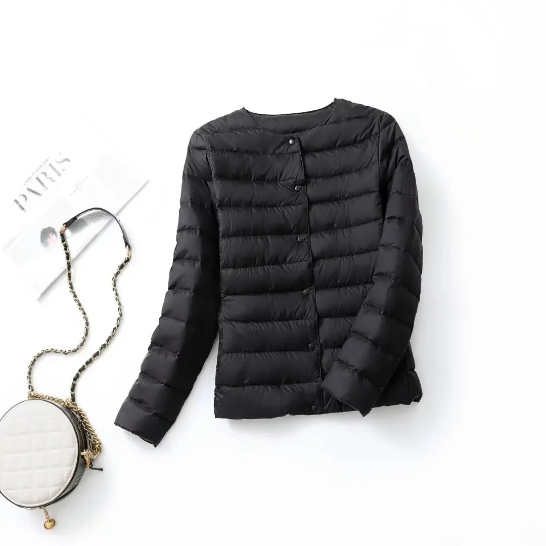 Women's Ultra Lightweight Packable Puffer Coat - Slim Fit White Duck Down Winter Jacket