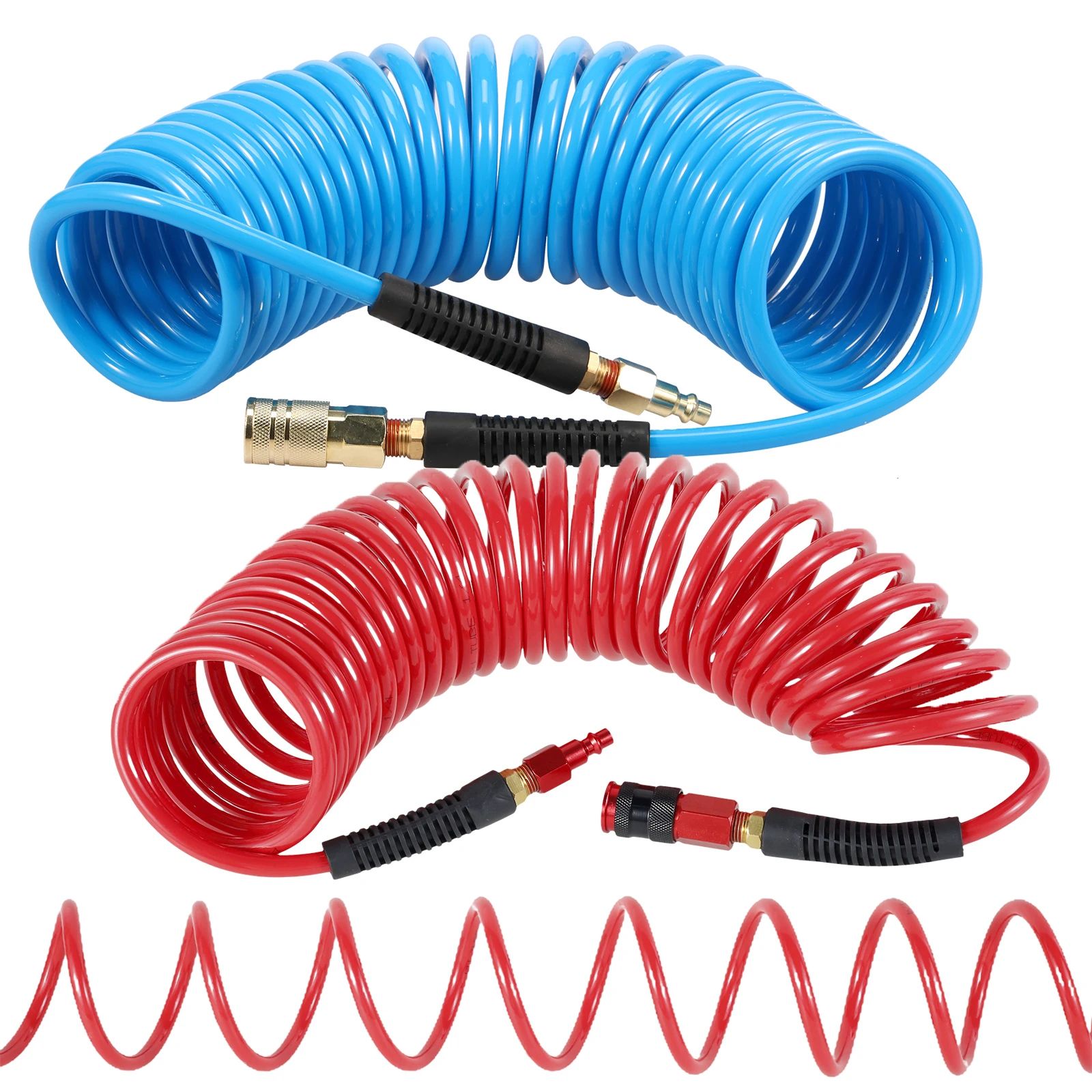 25FT Air Compressor Hose Recoil PU Air Hose with Coupler for Flexible and Tangle Free Use
