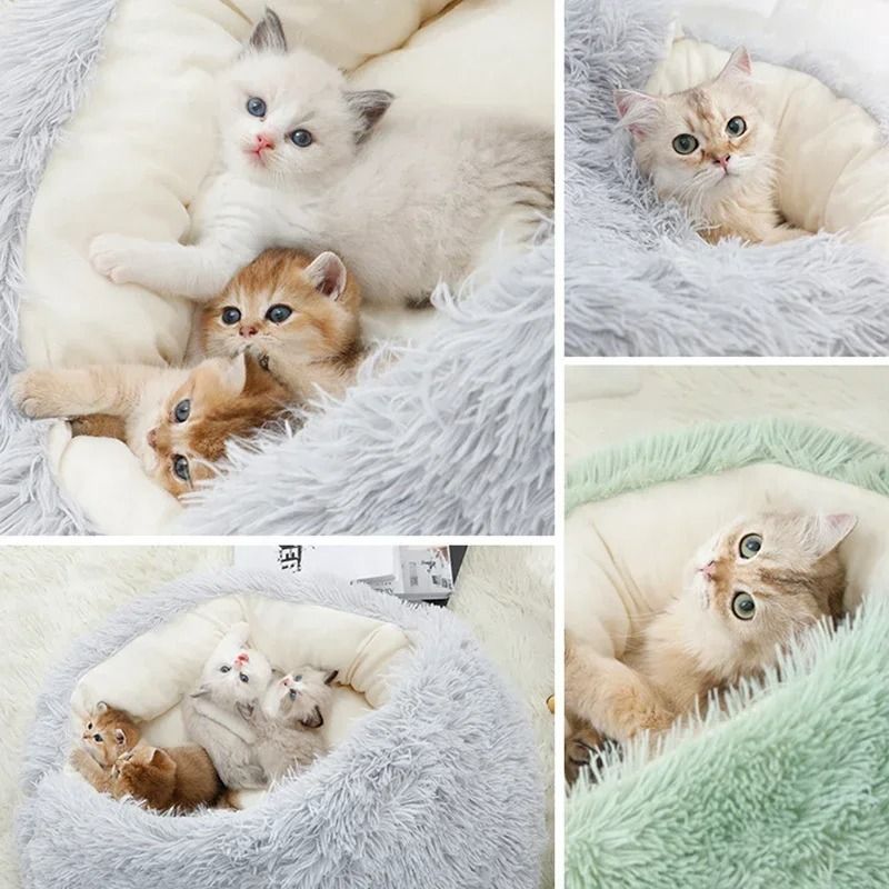 2 In 1 Plush Round Pet Bed and Sleep Bag