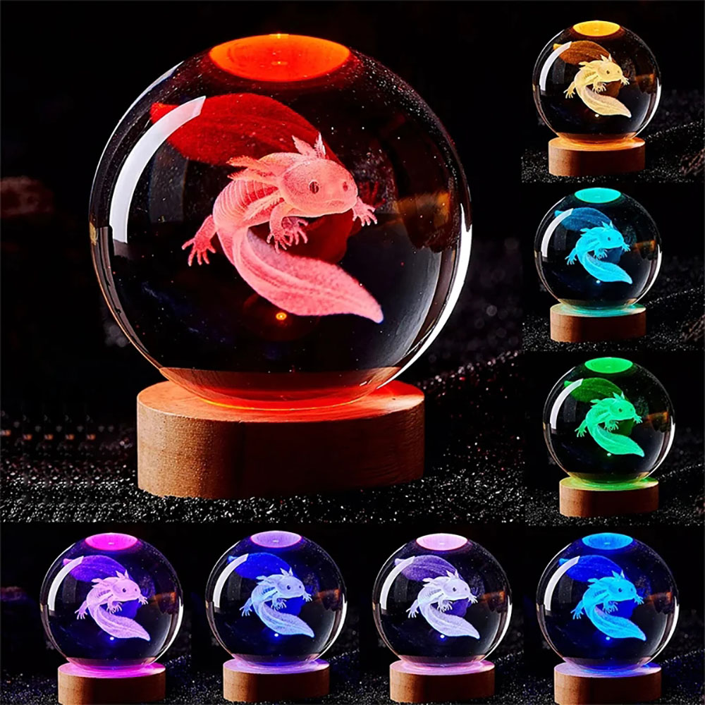 3D Crystal Ball Laser Engraved Night Light, Coloured LED Gift for Girlfriend, Wife, Classmate, Children, Birthday Home
