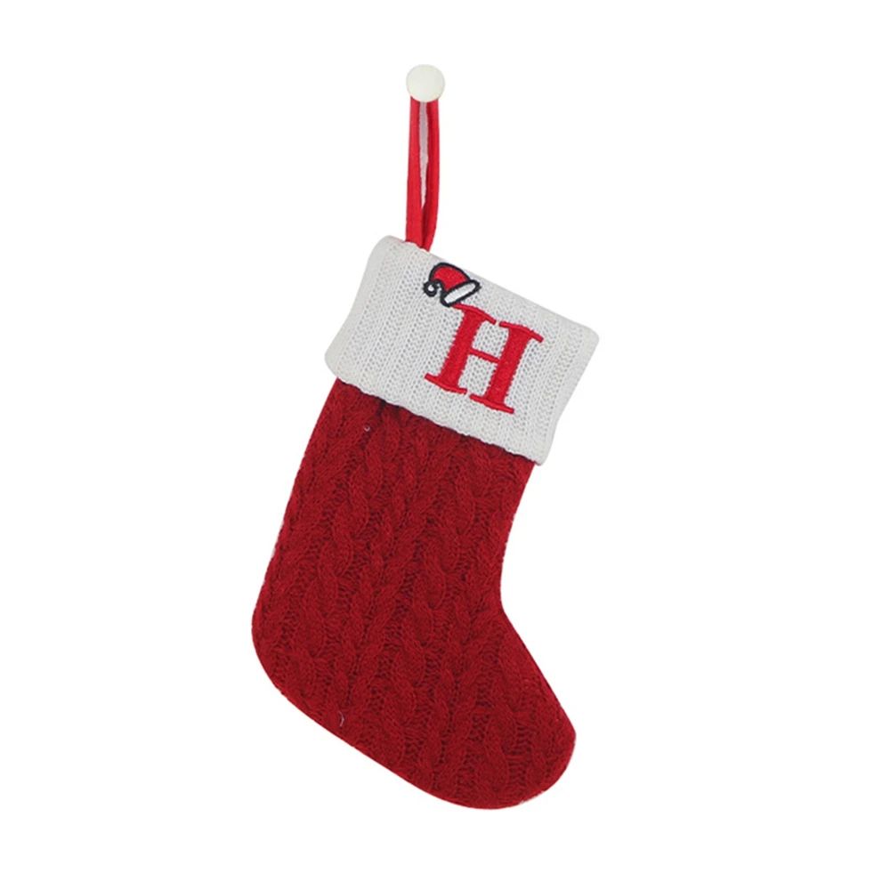 Cozy Knitted Mini Christmas Stocking with A–Z Letter, Snowflake Design & Hanging Loop