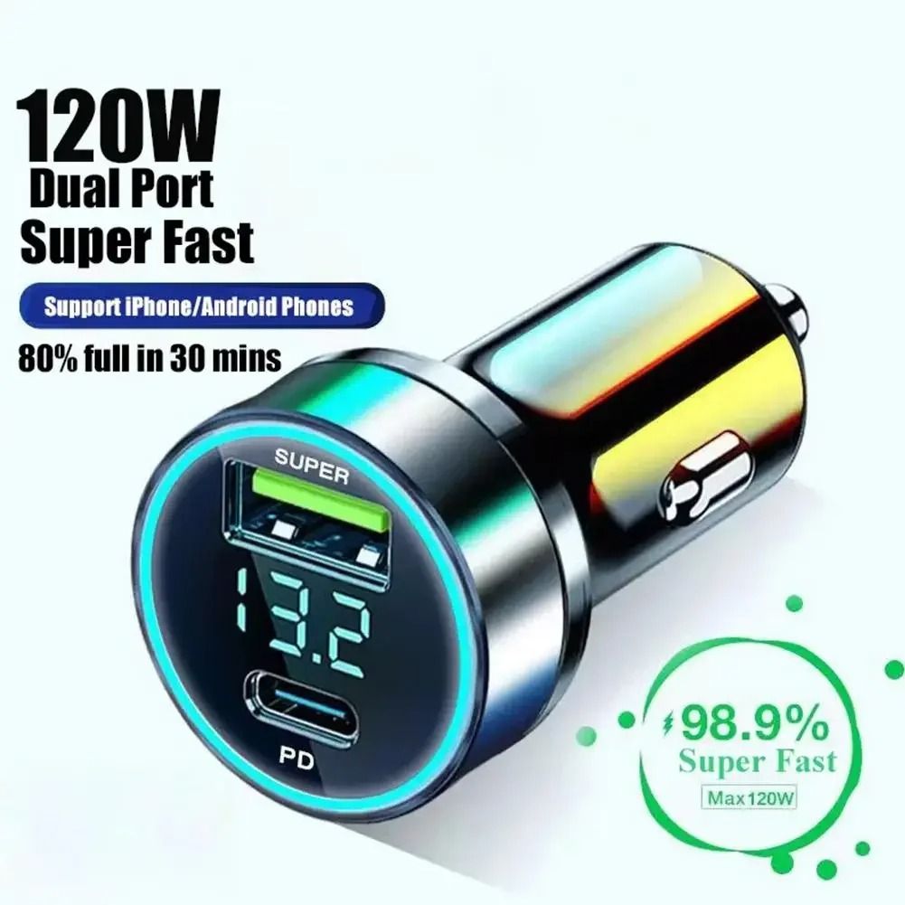 120W High-Fidelity USB-C Super Fast Car Charger and Power Adapter Hub