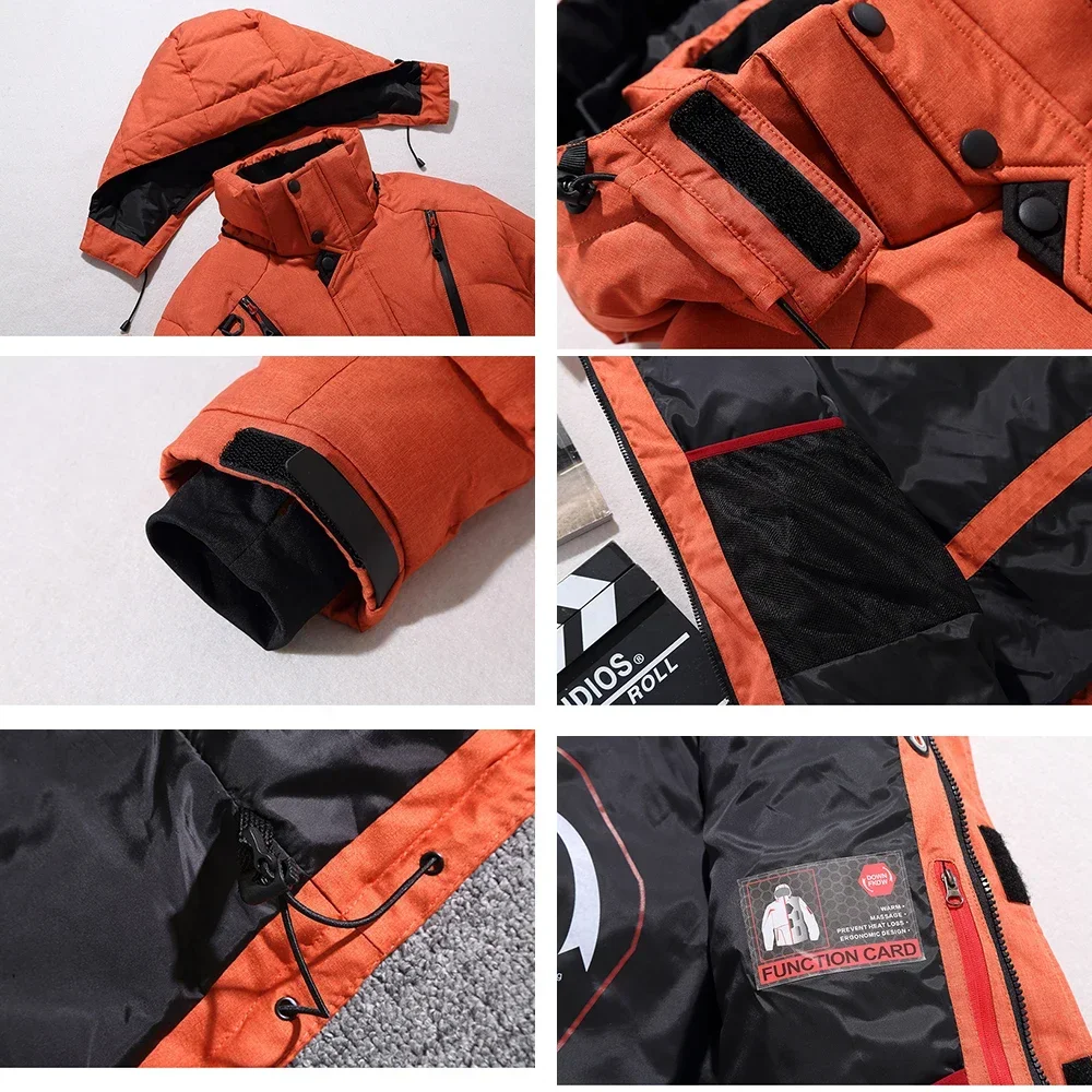 Thermal Skiing Down sUIT, New Winter Ski Suit Men, Warm Snowboard Bibs Pants, Male Snowmobile Clothing Overalls Set