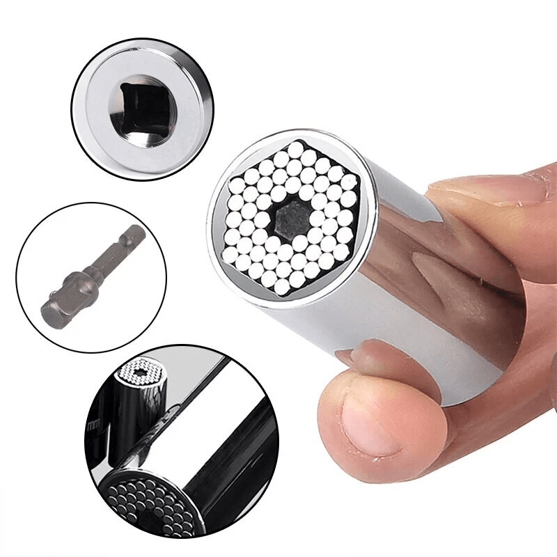 Universal Socket Wrench with Power Drill Adapter Grip Socket Set