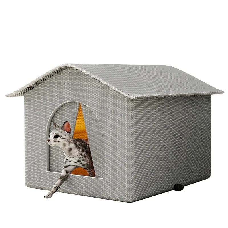 Waterproof Outdoor Cat House Winter Warm Pet Cave Bed Foldable Shelter for Small Dogs and Cats