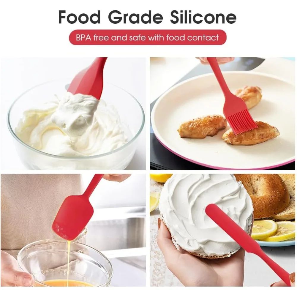 6 Piece Silicone Spatula Set Food Grade Heat Resistant Non Stick Baking and Cooking Tools