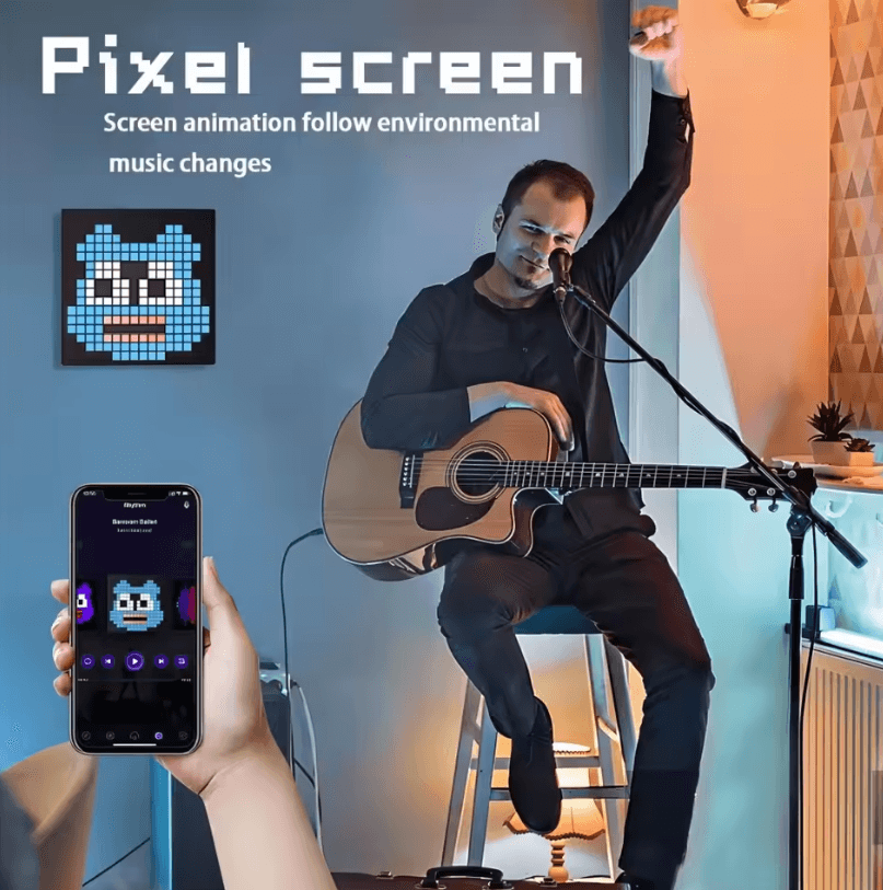 LED Pixel Display Night Light – DIY Matrix Panel with Digital Clock & Fun Text