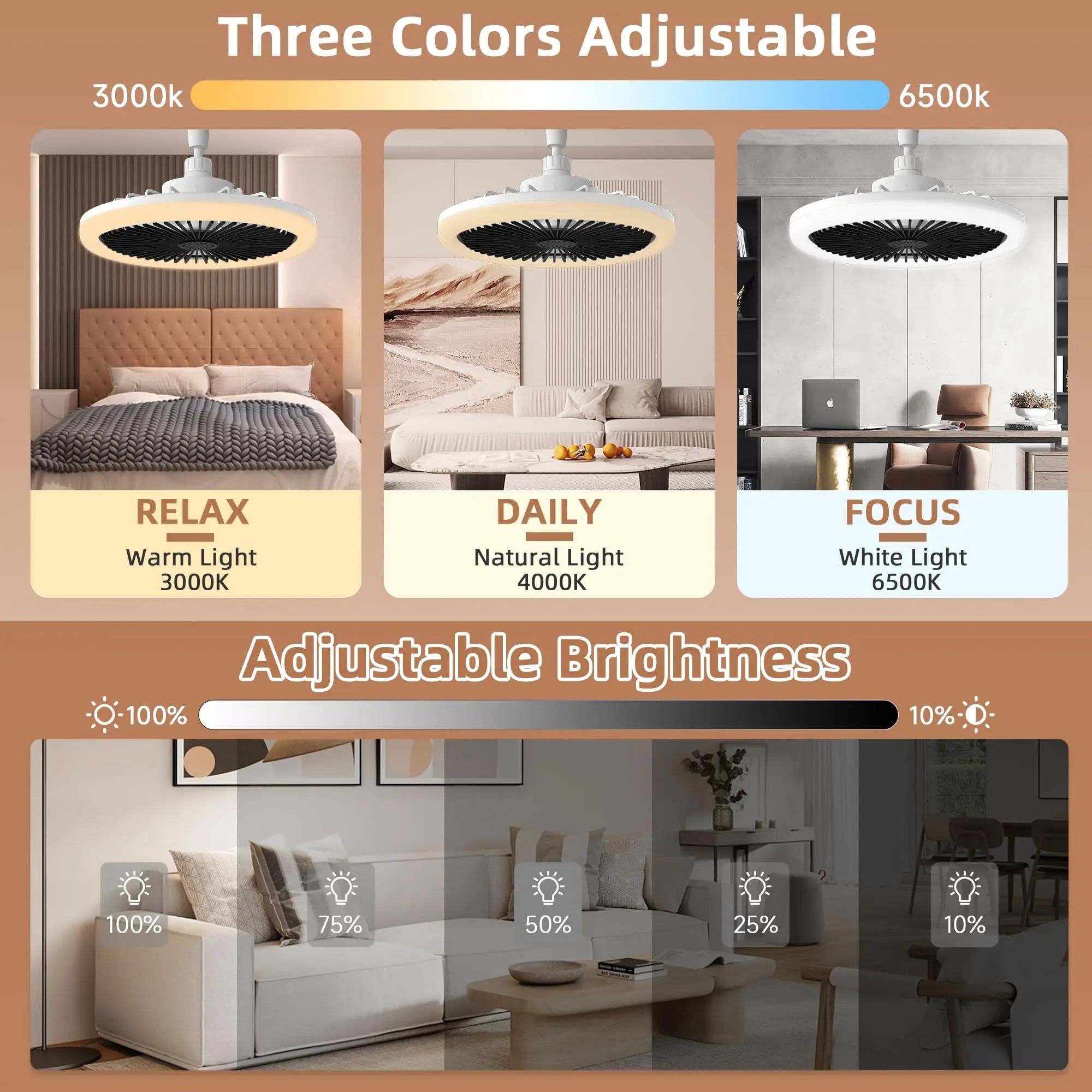 Modern Ceiling Fan with LED Light and Remote Control