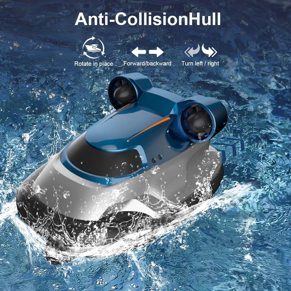 Mini RC Hovercraft Boat with LED Lights for High-Speed Water Racing