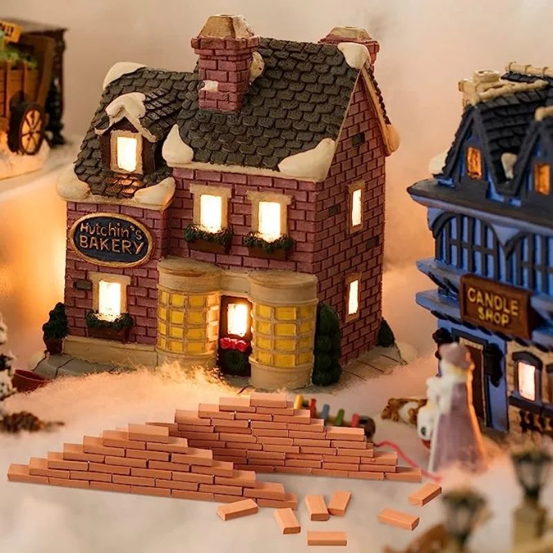 50pcs Mini Bricks for Fairy Garden Building Realistic Miniature Landscaping Figurine & DIY Fake Bricks Toy