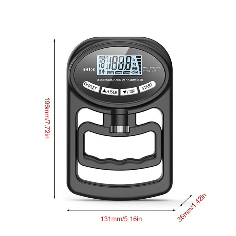 Digital Hand Dynamometer – 265lbs/120kg Precision Grip Strength Meter with LCD Screen