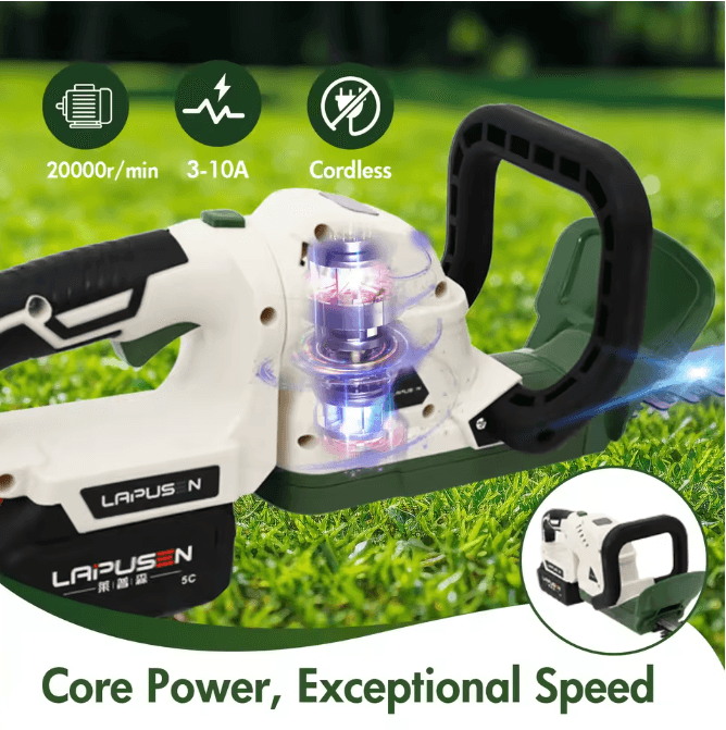 21V Cordless Rotary Trimmer with 20-Inch Dual-Action Blade and 3.0Ah Battery with Fast Charger