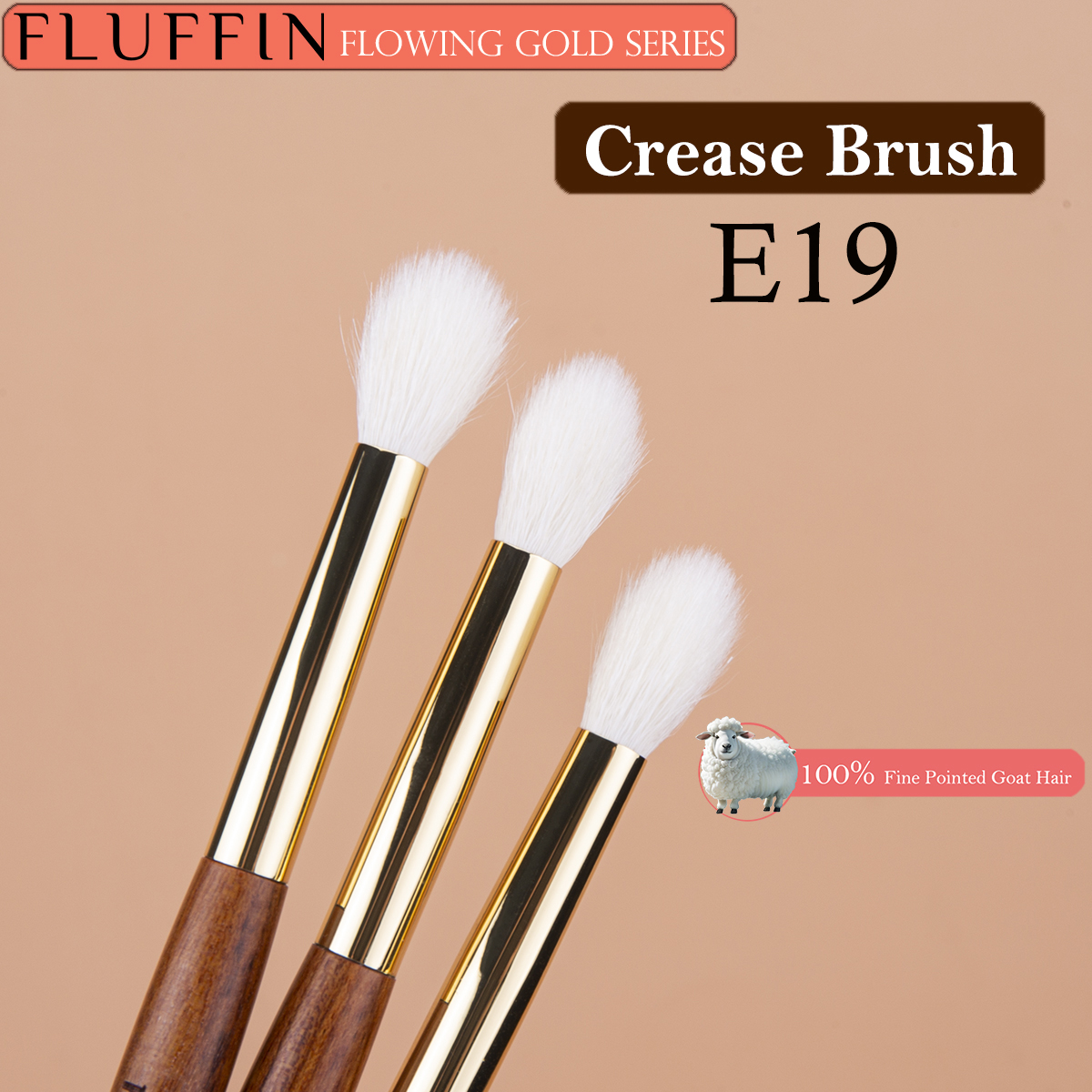 High-End FLUFFIN Crease Brush Goat Hair Flame Eyeshadow Nose Shadow Highlighter Brush Copper Rosewood Makeup Brush