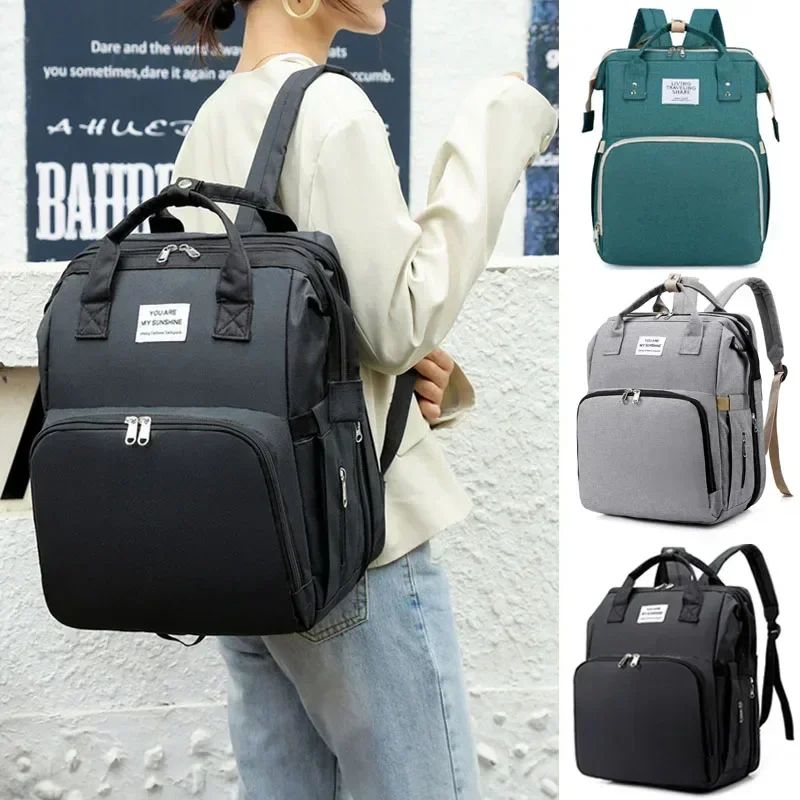 MamaEase Large Capacity Mommy Diaper Backpack with Baby Bed & Changing Mat