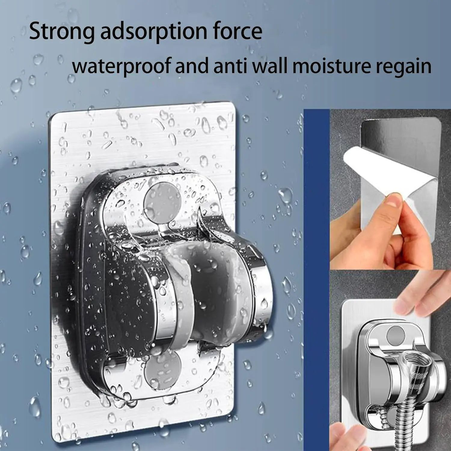 1PC Wall Mount Strong Adhesive Shower Head Holder – ABS Waterproof Adjustable Bathroom Bracket