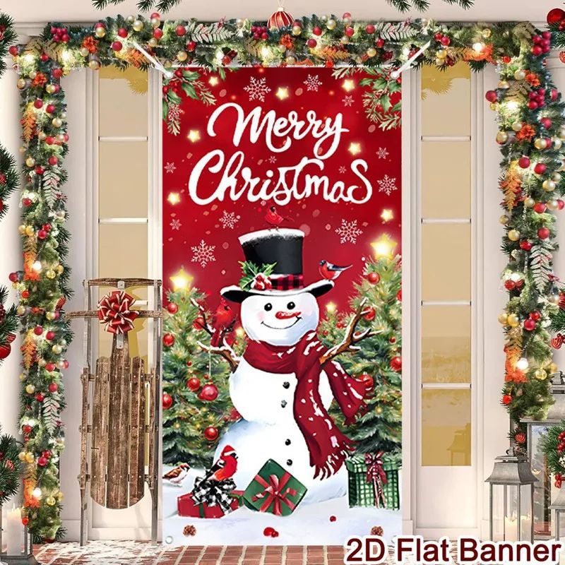 Merry Christmas Porch Door Banner Hanging Decoration
