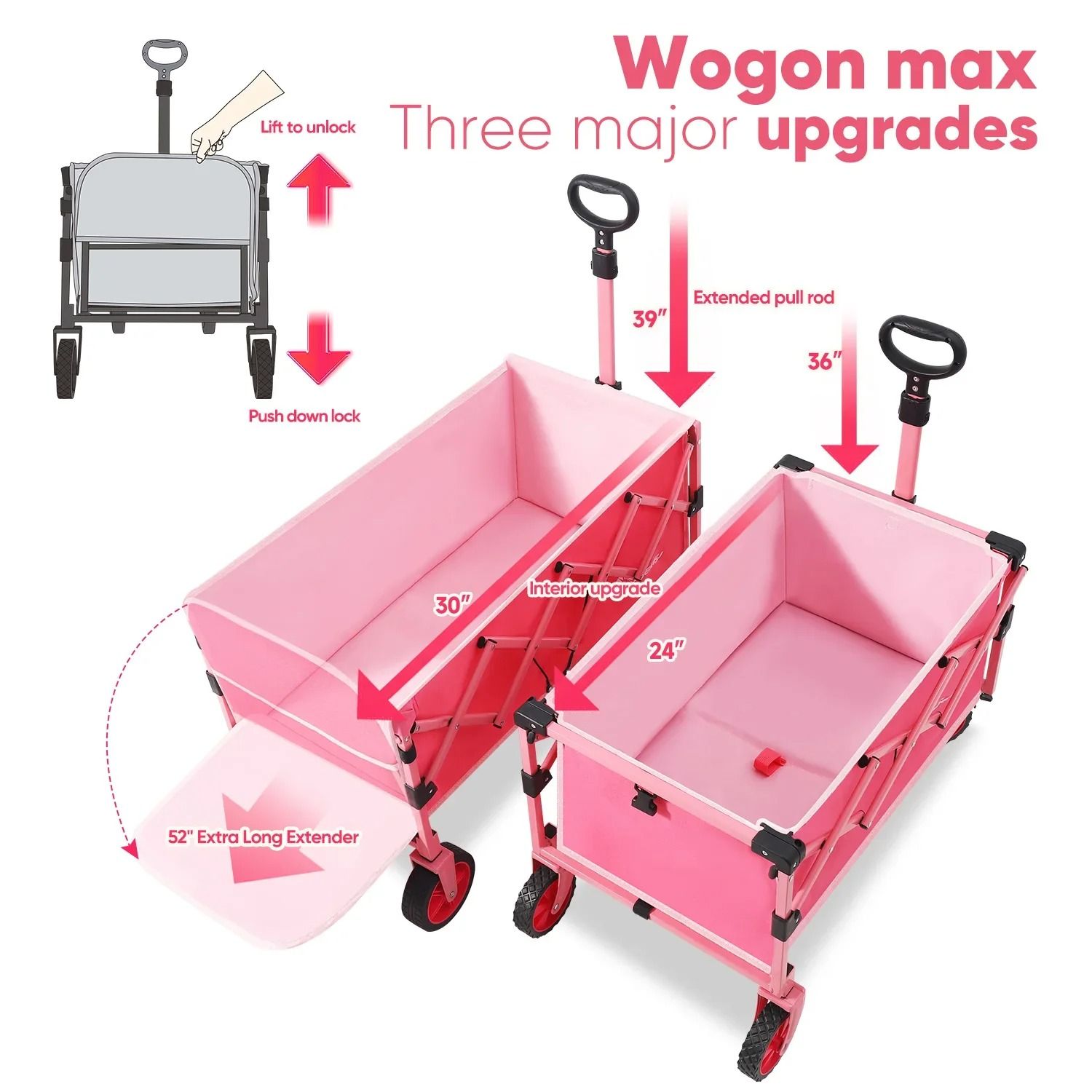 Folding Collapsible 52 Inch Utility Wagon Cart