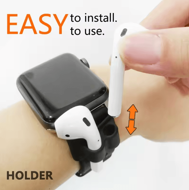 Silicone AirPods Holder Clip with Anti-Lost Hook Stand Compatible with Apple Watch and Wireless Earphones