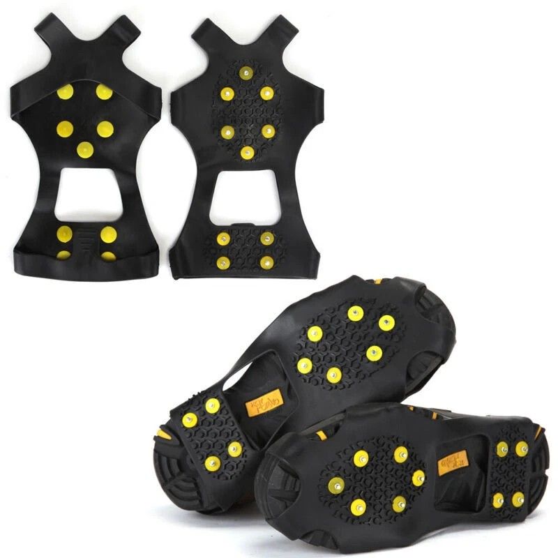 2pcs Ice Cleats with 10 Steel Studs – Anti-Slip Snow Grips for Boots & Shoes