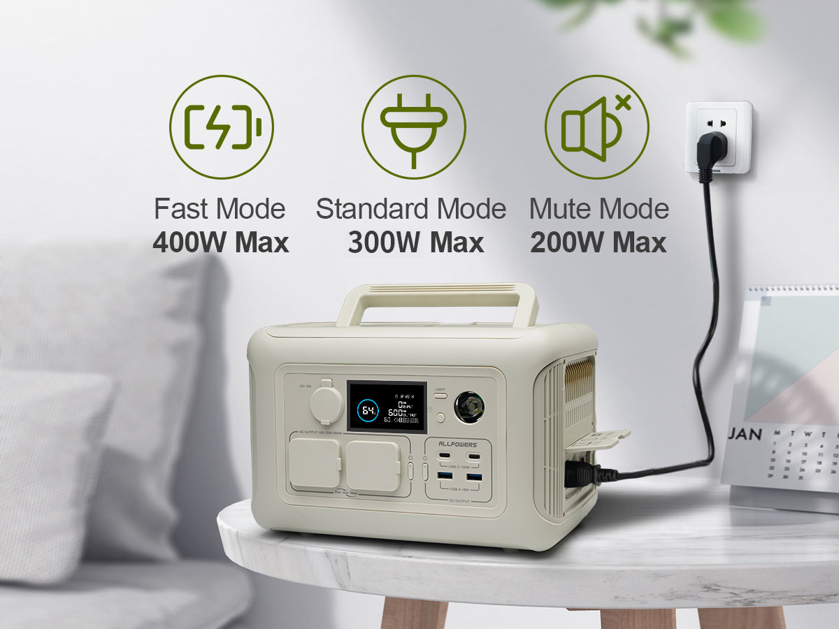 POWERS R600 Portable Generator 600W Power Station with AC Outlets, 299Wh LiFePO4 Battery for Camping, RV & Home Backup