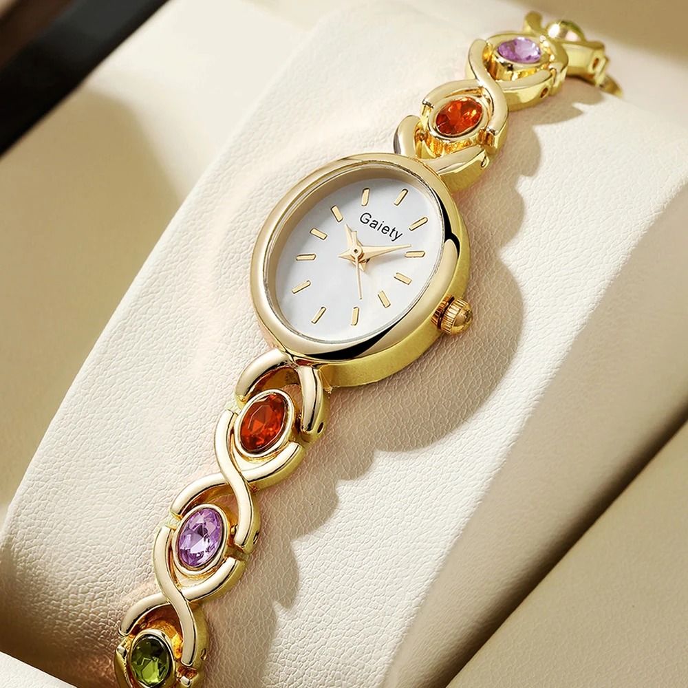 Ladies Retro Oval Rhinestone Luxury Quartz Watch