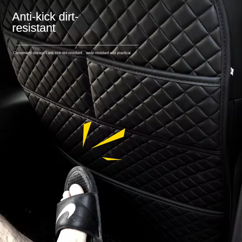 Universal Car Seat Back Leather Protector Cover, Anti Kicks Pad Storage Mat, Waterproof Backseat Mats
