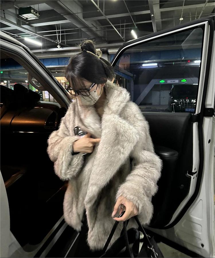 Oversized Faux Fur Coat for Women Soft Fluffy Winter Jacket