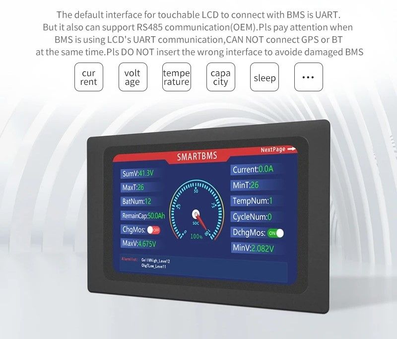 Smart BMS Bluetooth WiFi LCD and Communication Modules