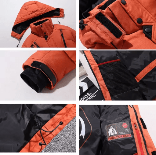 Mens Thermal Ski Suit Set Waterproof Down Jacket & Snowboard Bib Pants