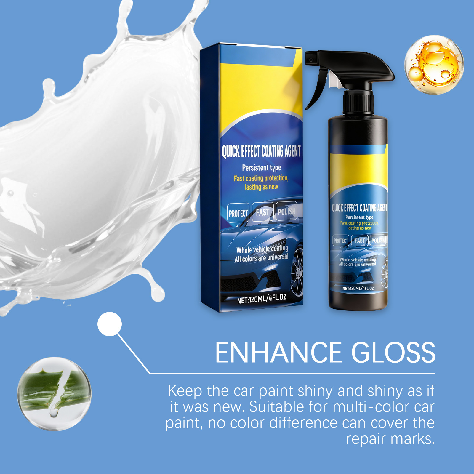 Hydrophobic Car Coating Maintenance Spray Quick Dry Water Repellent Car Polish