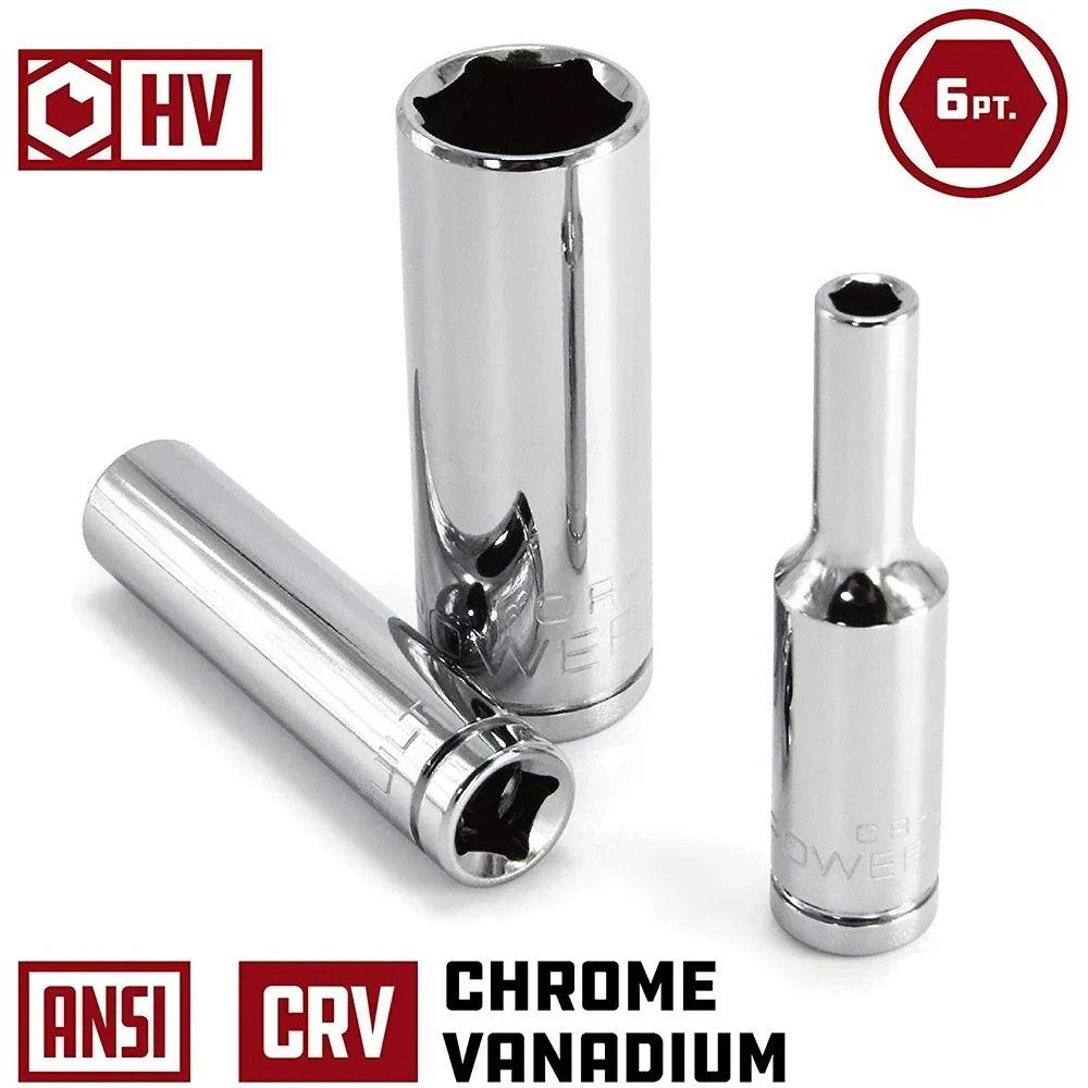 11 Piece Metric Deep Socket Set Chrome Vanadium 1/4 Inch Drive