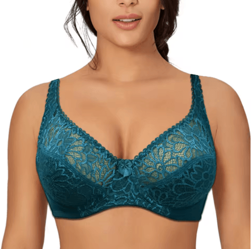 Ultra-Thin Deep V Sheer Plus Size Lace Underwire Bra