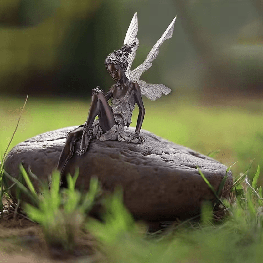 Enchanted Flute Fairy Garden Statue – Resin Angel Sculpture for Outdoor Lawn & Home Decor