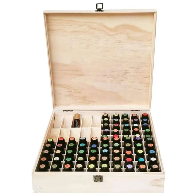 Wooden essential oil storage box with Custom Logo Large Capacity wooden essential oil organizer