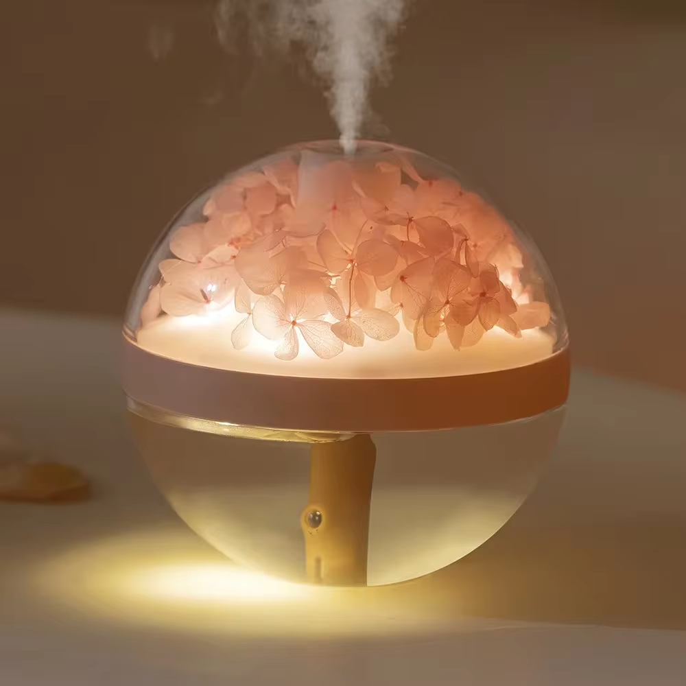 Flower-Shaped USB Humidifier with LED Mist Maker, Home Air Hydration